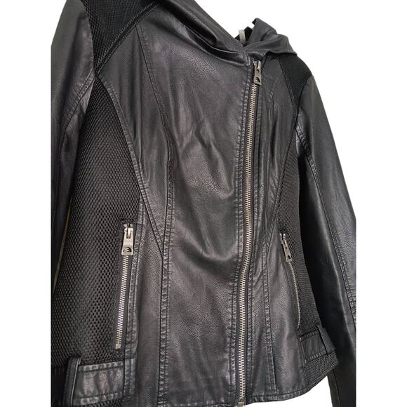 Guess Faux Leather Hooded Jacket Women's Size Large - Picture 4 of 7